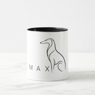Minimalistische Borzoi-Kunst   Einzeilige Anpassun Tasse