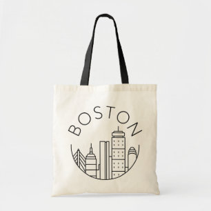 Minimalistische Boston-Skyline-Linienkunst-Leinwan Tragetasche