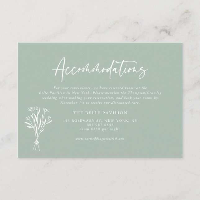 Minimalistische Botanicals zeigen grüne Unterkünft Begleitkarte (Vorderseite)