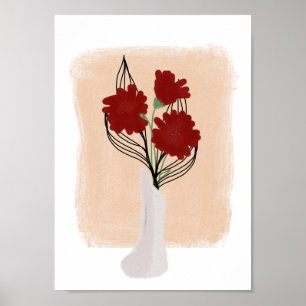 Minimalistische botanische Aquarellvase Poster