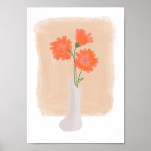 Minimalistische botanische Aquarellvase Poster