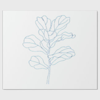 Minimalistische botanische Blatt-Linienkunst-Verpa Geschenkpapier