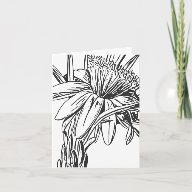 Minimalistische botanische Blumenlinie Zeichne Art Dankeskarte (Vorderseite)