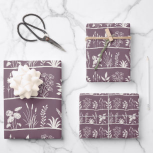 Minimalistische botanische dezente Silhouette Wies Geschenkpapier Set