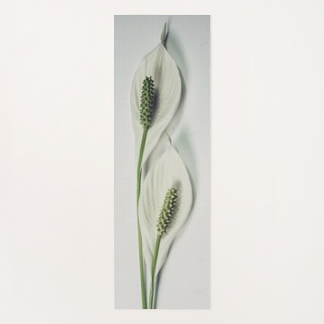 Minimalistische botanische Doppelweißlilie Yogamatte (Vorderseite)