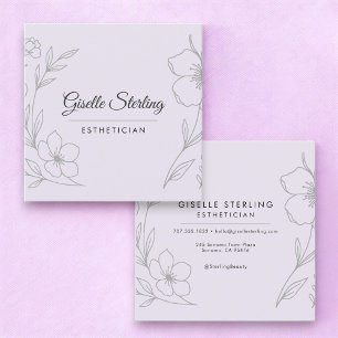 Minimalistische Botanische Flieder-Lila-Ästhetiker Quadratische Visitenkarte