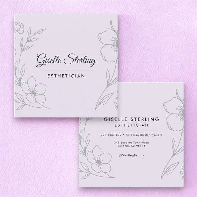 Minimalistische Botanische Flieder-Lila-Ästhetiker Quadratische Visitenkarte (Von Creator hochgeladen)