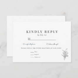 Minimalistische botanische Flora | Blume Chic Wedd RSVP Karte