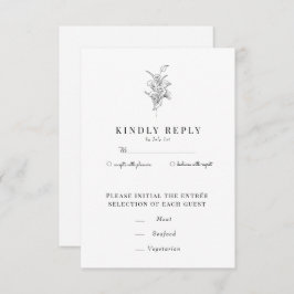Minimalistische botanische Flora | Blume Chic Wedd RSVP Karte