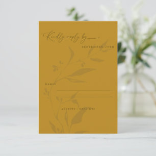 Minimalistische Botanische Gelbe Boho-Hochzeit RSVP Karte