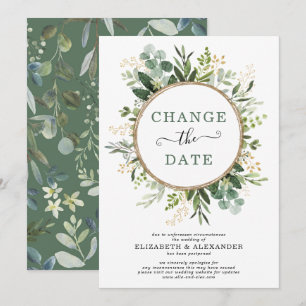 Minimalistische botanische Grünpflanzen Gold Datum Einladung