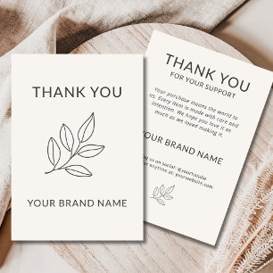 Minimalistische botanische handgefertigte Produkte Dankeskarte