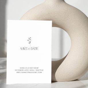 Minimalistische Botanische Hochzeit mit weißer Blü Save The Date