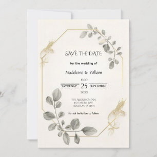 Minimalistische Botanische Hochzeit Save The Date