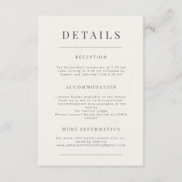 Minimalistische botanische Hochzeit Warmweiß Begleitkarte