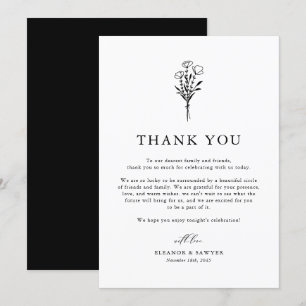 Minimalistische Botanische Hochzeiten von Schwarz Dankeskarte