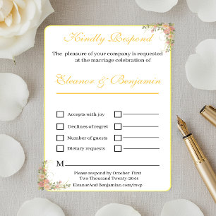 Minimalistische botanische Hochzeitsantwortkarte RSVP Karte