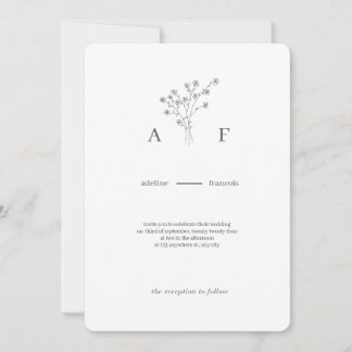 Minimalistische botanische Hochzeitseinladung Einladung
