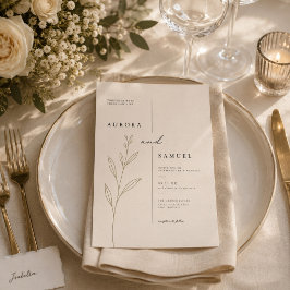 Minimalistische botanische Hochzeitseinladung mit Einladung