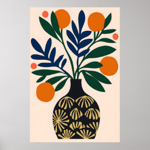 Minimalistische botanische Kunst - Abstrakte Orang Poster