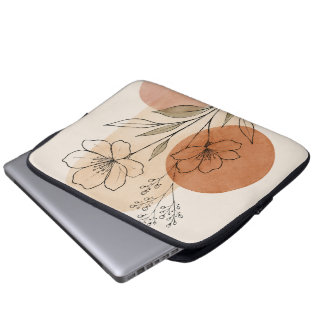 Minimalistische botanische Line-Art-Laptop-Hülle | Laptopschutzhülle