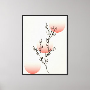 Minimalistische botanische Linie Art Print - Black Leinwanddruck