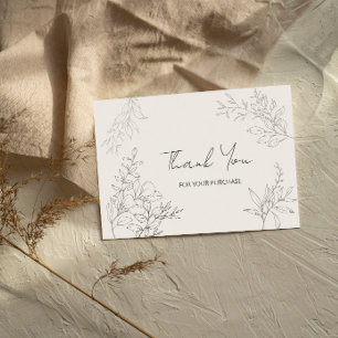 Minimalistische botanische Linie Kunst Vielen Dank Mitteilungskarte