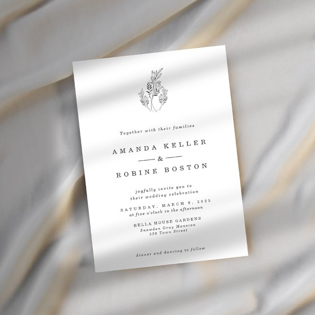 Minimalistische botanische Linie Kunstversammlunge Einladung (Von Creator hochgeladen)