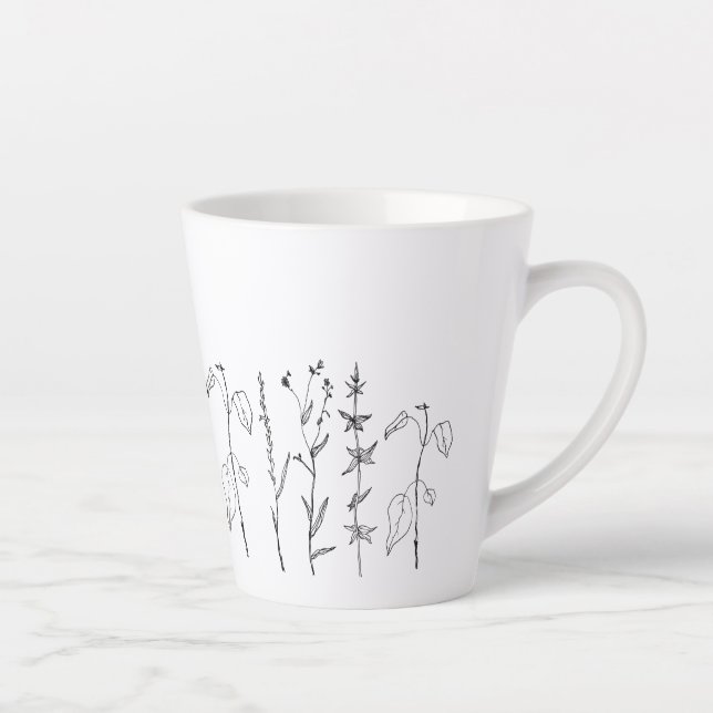 Minimalistische botanische Linie Zeichne Milchtasse (Rechts)