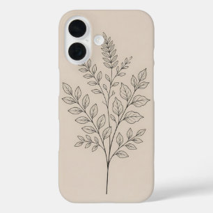 Minimalistische botanische Linienkunst iPhone 16 H Hülle