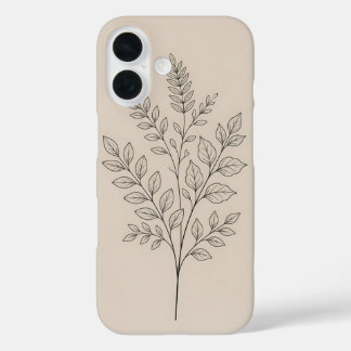 Minimalistische botanische Linienkunst iPhone 16 H Hülle