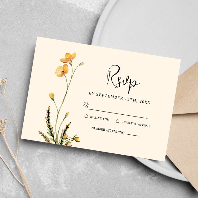 Minimalistische botanische Moderne Rustikale Hochz RSVP Karte (Minimalist Botanical Modern Rustic Elegant Wedding RSVP Card)