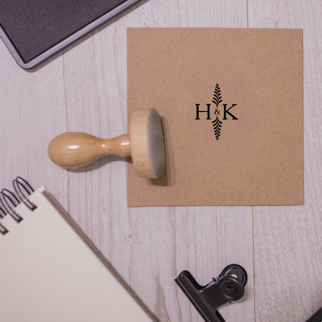 Minimalistische Botanische Monogramm, Hochzeit Gummistempel (Von Creator hochgeladen)