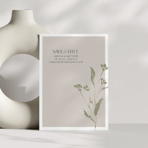 Minimalistische botanische Neutrale Hochzeit im He Save The Date