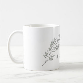 Minimalistische botanische Olivenzweig-Linienkunst Kaffeetasse