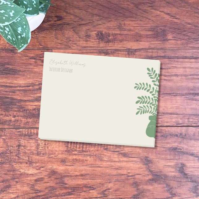 Minimalistische botanische Personalisierte Post-It Klebezettel (Minimalist floral sticky notes with name and job title .)