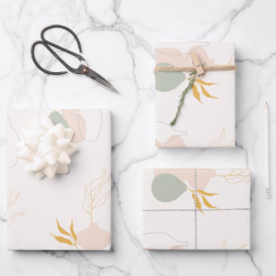 Minimalistische botanische Pflanze in Pastellfarbe Geschenkpapier Set