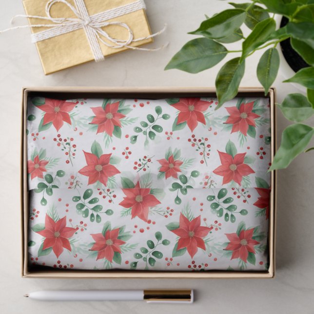 Minimalistische Botanische Poinsettie Seidenpapier (Geschenk)