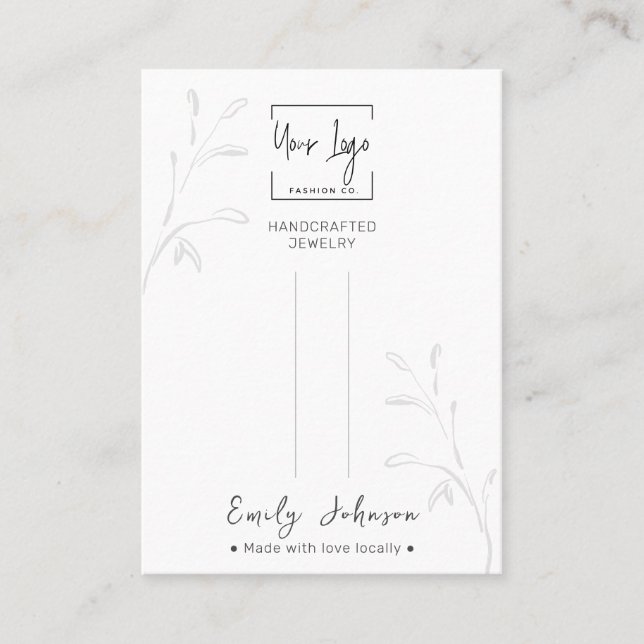 Minimalistische botanische QR Schmuckhalterung Telefonnummerkarte (Vorderseite)