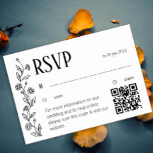 Minimalistische botanische RSVP-Karte Daisy Line