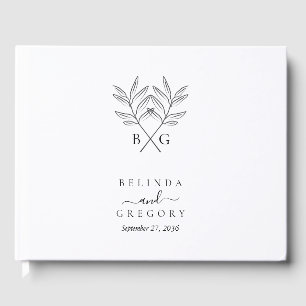 Minimalistische Botanische Rustikale Monogramm-Hoc Gästebuch