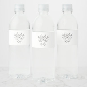 Minimalistische Botanische Rustikale Monogramm-Hoc Wasserflaschenetikett