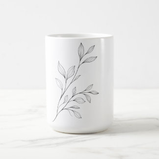 Minimalistische botanische schwarze Linienkunst Kaffeetasse