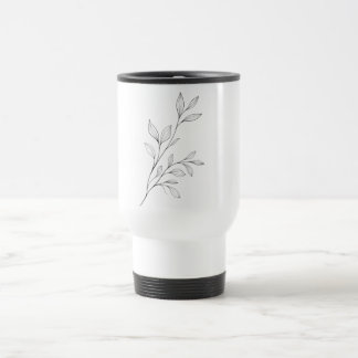 Minimalistische botanische schwarze Linienkunst Reisebecher