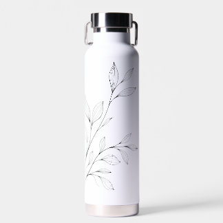 Minimalistische botanische schwarze Linienkunst Trinkflasche