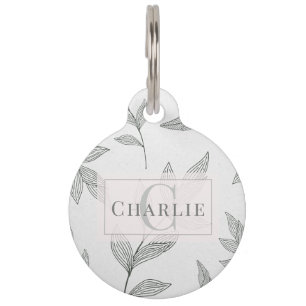 Minimalistische botanische Skizze   Personalisiert Haustiermarke