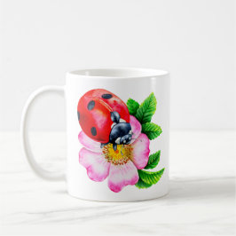 Minimalistische botanische Wasserfarbe Ladybug Blu Kaffeetasse