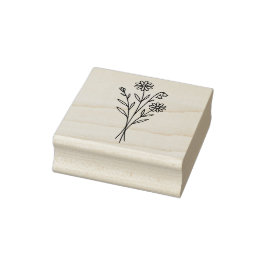 Minimalistische botanische Wildblumenstrauß-Linien Gummistempel