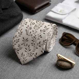 Minimalistische Botanische Zweige Sepia Krawatte