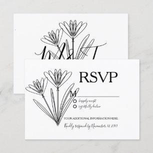 Minimalistische Botany Blume Line Art Wedding RSVP Einladung